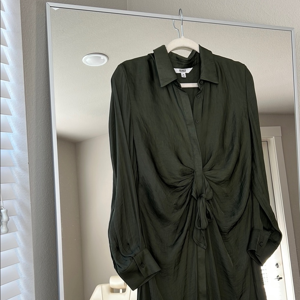 Steve Madden green Long Sleeve Shirt Dress - Picture 2 of 7